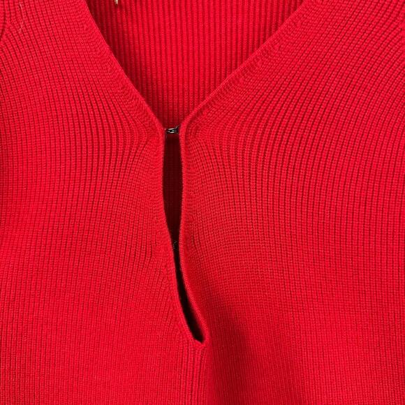 For Love & Lemons Knitz Red Long Puff Sleeve Bell Cuffs Sweater Dress Small - Picture 5 of 11